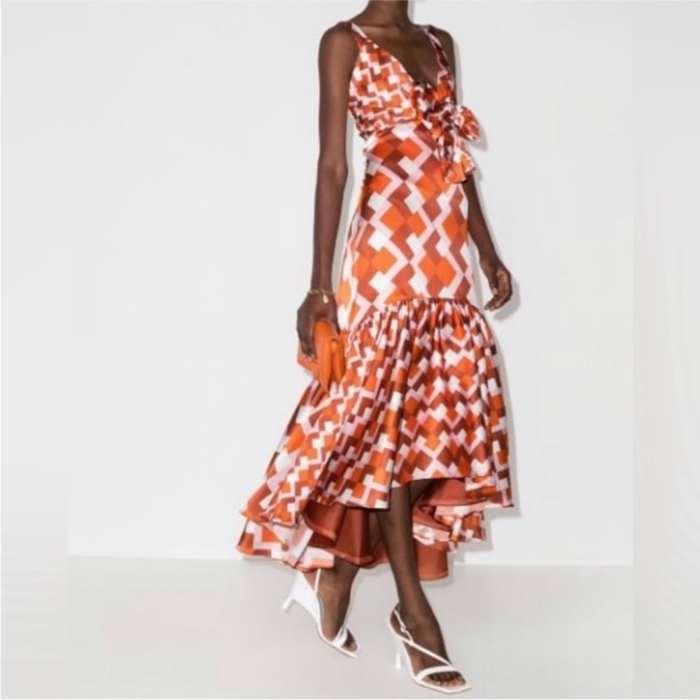 Silvia Tcherassi Spello Geometric Print High-Low Dress